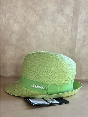 NWT Equiline Lime Green Straw Fedora Hat